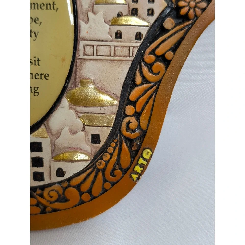Arto Hamsa Hand Home Blessing Wall Hanging Plaque Jerusalem Relief Gold Accents